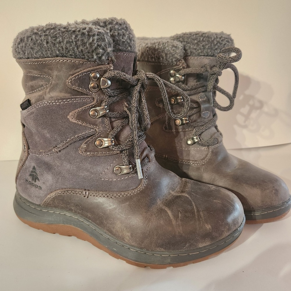Woods Waterproof Winter Snowโ Boots Womens Size 7 Mid Calf Lace Up Fur Lined
